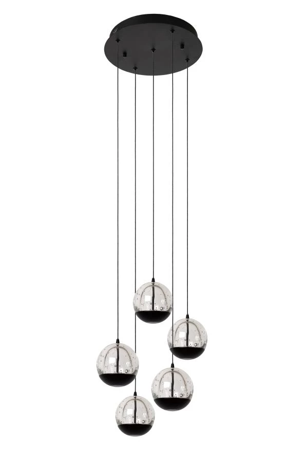 Lucide SENTUBAL - Suspension - Ø 35 cm - LED Dim. - 5x5,2W 2700K - Noir - éteint